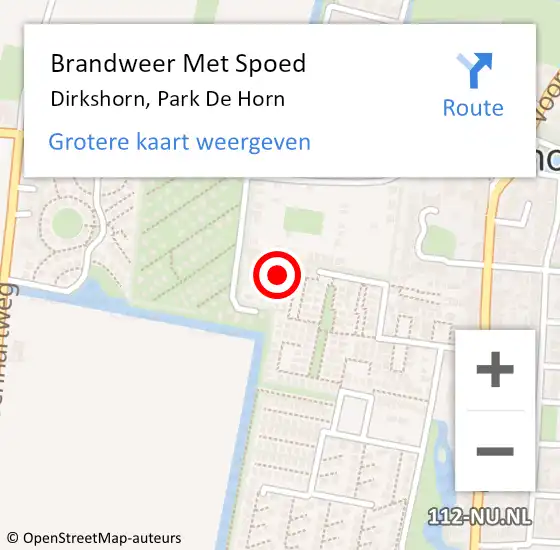 Locatie op kaart van de 112 melding: Brandweer Met Spoed Naar Dirkshorn, Park De Horn op 16 februari 2023 12:31
