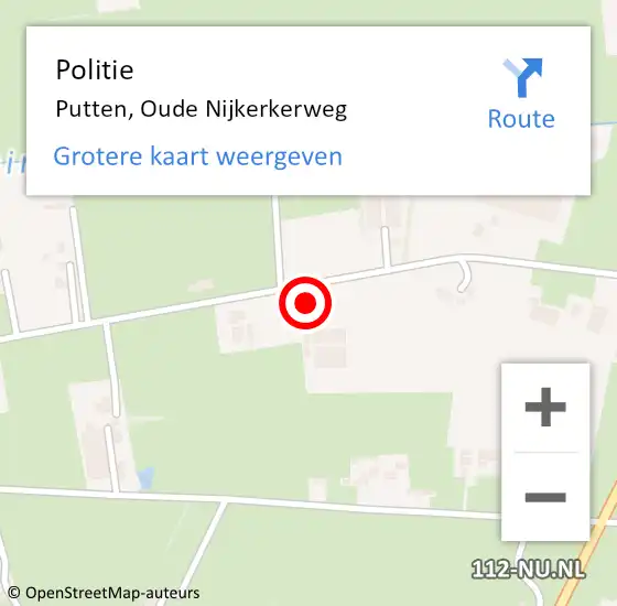 Locatie op kaart van de 112 melding: Politie Putten, Oude Nijkerkerweg op 16 februari 2023 12:50