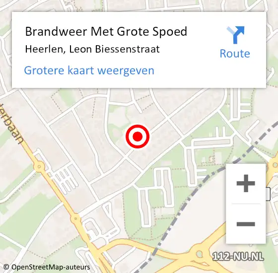 Locatie op kaart van de 112 melding: Brandweer Met Grote Spoed Naar Heerlen, Leon Biessenstraat op 16 februari 2023 13:02