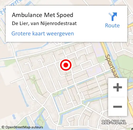 Locatie op kaart van de 112 melding: Ambulance Met Spoed Naar De Lier, van Nijenrodestraat op 16 februari 2023 13:04