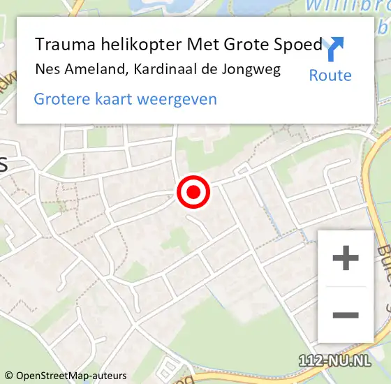 Locatie op kaart van de 112 melding: Trauma helikopter Met Grote Spoed Naar Nes Ameland, Kardinaal de Jongweg op 16 februari 2023 13:17