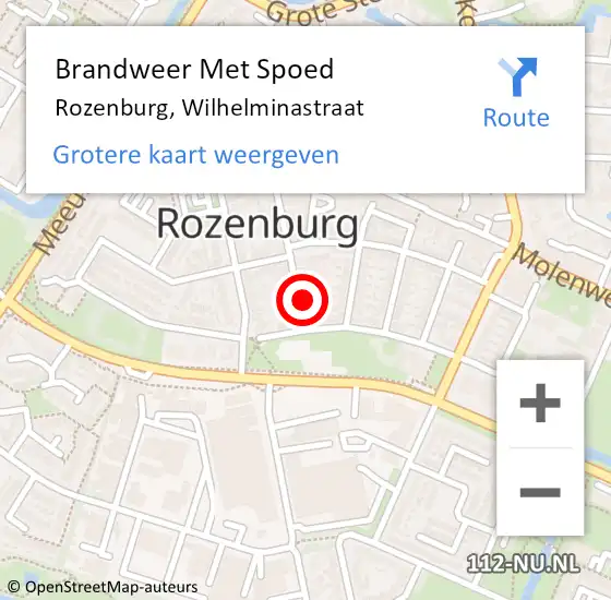 Locatie op kaart van de 112 melding: Brandweer Met Spoed Naar Rozenburg, Wilhelminastraat op 16 februari 2023 13:17