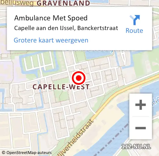 Locatie op kaart van de 112 melding: Ambulance Met Spoed Naar Capelle aan den IJssel, Banckertstraat op 16 februari 2023 13:22