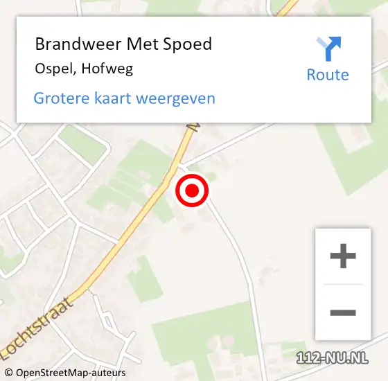 Locatie op kaart van de 112 melding: Brandweer Met Spoed Naar Ospel, Hofweg op 16 februari 2023 13:27