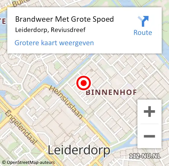 Locatie op kaart van de 112 melding: Brandweer Met Grote Spoed Naar Leiderdorp, Reviusdreef op 16 februari 2023 13:35