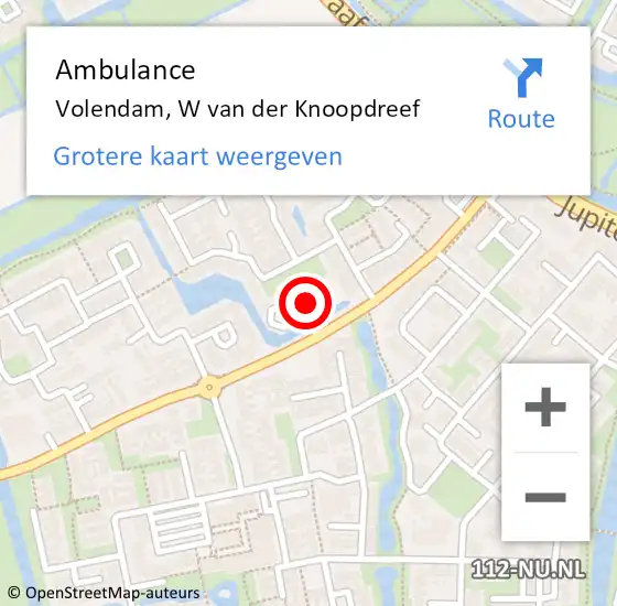 Locatie op kaart van de 112 melding: Ambulance Volendam, W van der Knoopdreef op 16 februari 2023 13:38