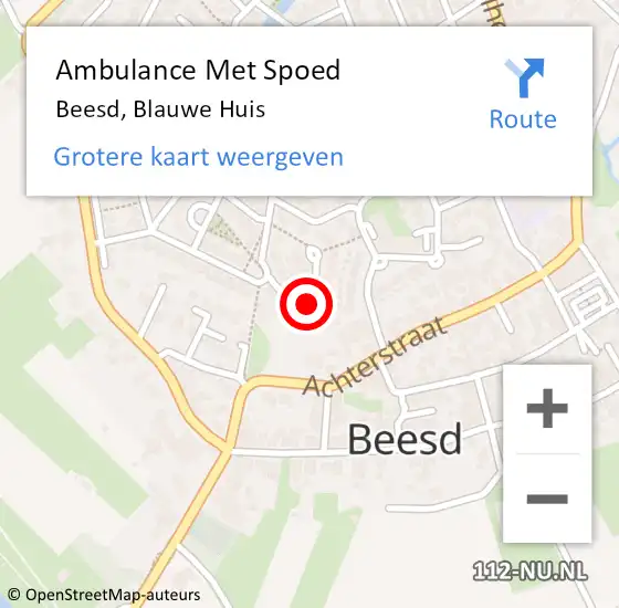 Locatie op kaart van de 112 melding: Ambulance Met Spoed Naar Beesd, Blauwe Huis op 16 februari 2023 14:00