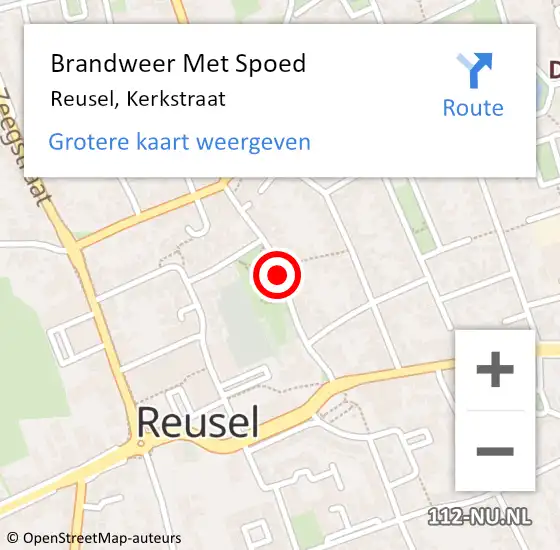 Locatie op kaart van de 112 melding: Brandweer Met Spoed Naar Reusel, Kerkstraat op 16 februari 2023 14:11