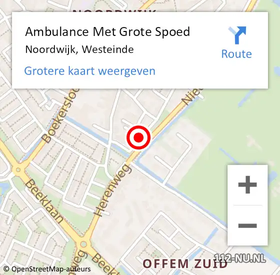 Locatie op kaart van de 112 melding: Ambulance Met Grote Spoed Naar Noordwijk, Westeinde op 15 augustus 2014 19:33