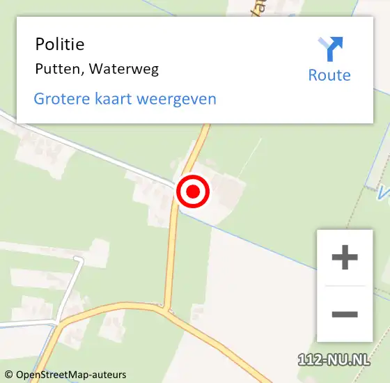 Locatie op kaart van de 112 melding: Politie Putten, Waterweg op 16 februari 2023 14:15