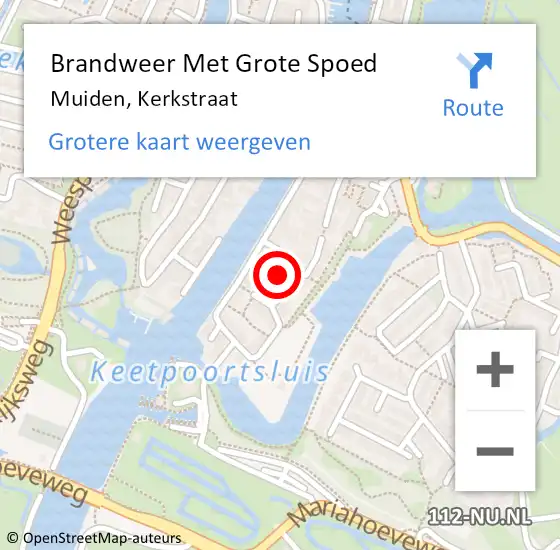 Locatie op kaart van de 112 melding: Brandweer Met Grote Spoed Naar Muiden, Kerkstraat op 16 februari 2023 14:29