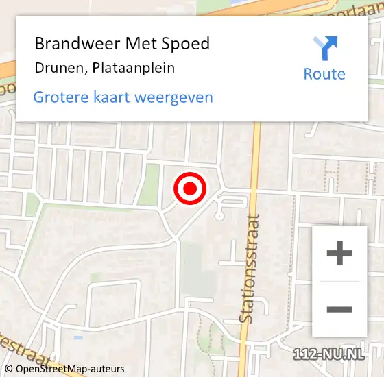 Locatie op kaart van de 112 melding: Brandweer Met Spoed Naar Drunen, Plataanplein op 16 februari 2023 14:32