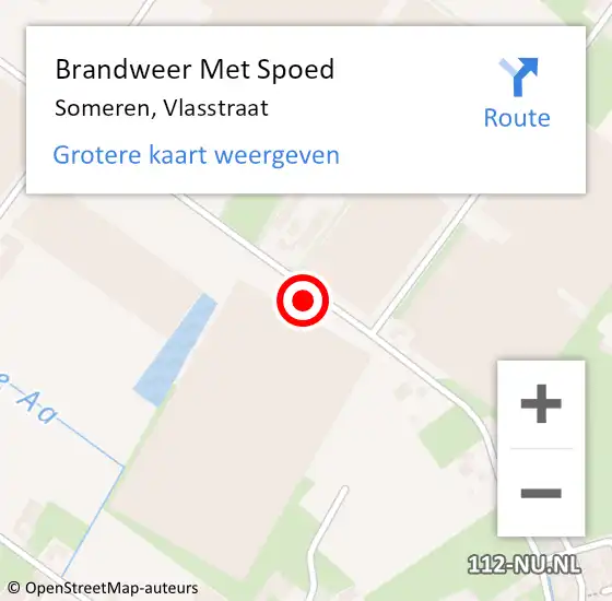 Locatie op kaart van de 112 melding: Brandweer Met Spoed Naar Someren, Vlasstraat op 16 februari 2023 14:36