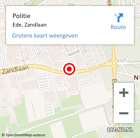 Locatie op kaart van de 112 melding: Politie Ede, Zandlaan op 16 februari 2023 14:43