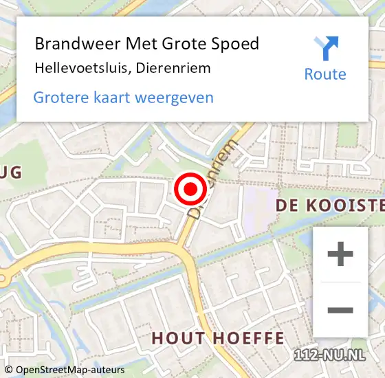 Locatie op kaart van de 112 melding: Brandweer Met Grote Spoed Naar Hellevoetsluis, Dierenriem op 16 februari 2023 14:45