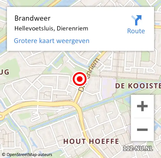 Locatie op kaart van de 112 melding: Brandweer Hellevoetsluis, Dierenriem op 16 februari 2023 14:46