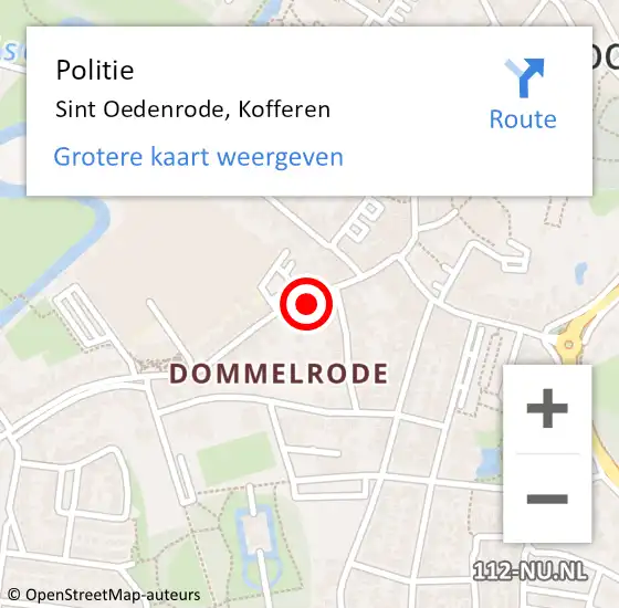 Locatie op kaart van de 112 melding: Politie Sint Oedenrode, Kofferen op 16 februari 2023 15:04