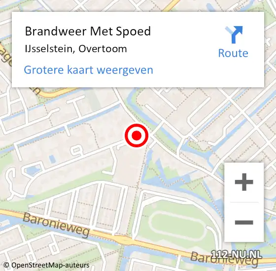 Locatie op kaart van de 112 melding: Brandweer Met Spoed Naar IJsselstein, Overtoom op 16 februari 2023 15:07