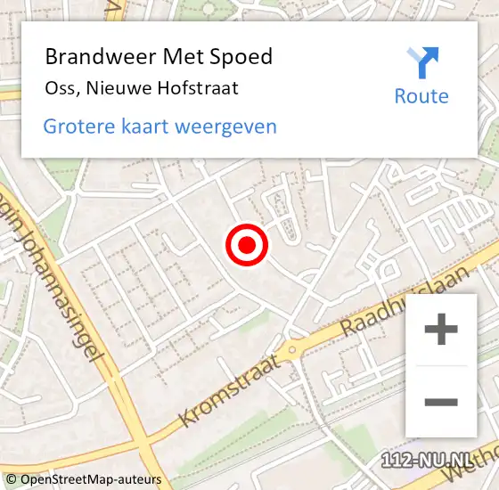 Locatie op kaart van de 112 melding: Brandweer Met Spoed Naar Oss, Nieuwe Hofstraat op 16 februari 2023 16:03