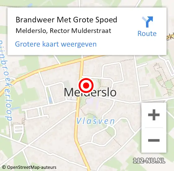 Locatie op kaart van de 112 melding: Brandweer Met Grote Spoed Naar Melderslo, Rector Mulderstraat op 16 februari 2023 16:14