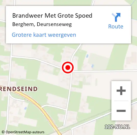 Locatie op kaart van de 112 melding: Brandweer Met Grote Spoed Naar Berghem, Deursenseweg op 16 februari 2023 16:23