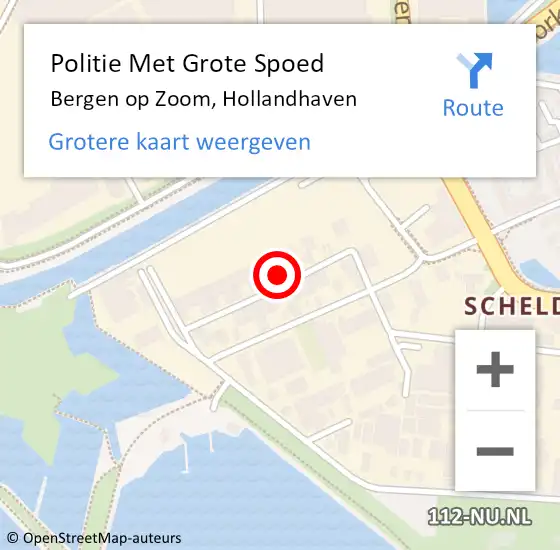 Locatie op kaart van de 112 melding: Politie Met Grote Spoed Naar Bergen op Zoom, Hollandhaven op 16 februari 2023 16:41