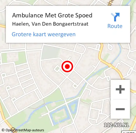 Locatie op kaart van de 112 melding: Ambulance Met Grote Spoed Naar Haelen, Van Den Bongaertstraat op 16 februari 2023 17:02