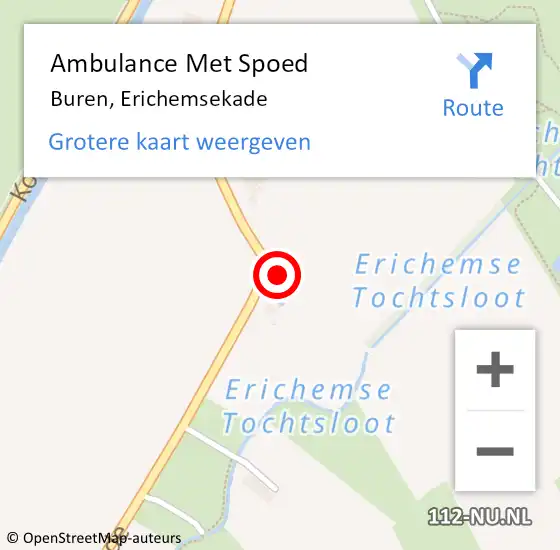 Locatie op kaart van de 112 melding: Ambulance Met Spoed Naar Buren, Erichemsekade op 16 februari 2023 17:04
