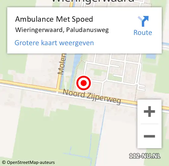 Locatie op kaart van de 112 melding: Ambulance Met Spoed Naar Wieringerwaard, Paludanusweg op 16 februari 2023 17:08