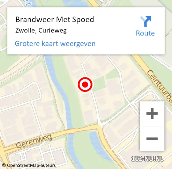 Locatie op kaart van de 112 melding: Brandweer Met Spoed Naar Zwolle, Curieweg op 16 februari 2023 17:23