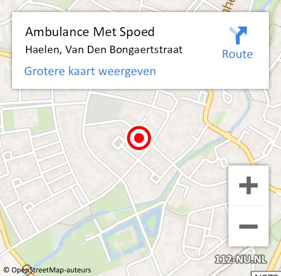 Locatie op kaart van de 112 melding: Ambulance Met Spoed Naar Haelen, Van Den Bongaertstraat op 16 februari 2023 17:25