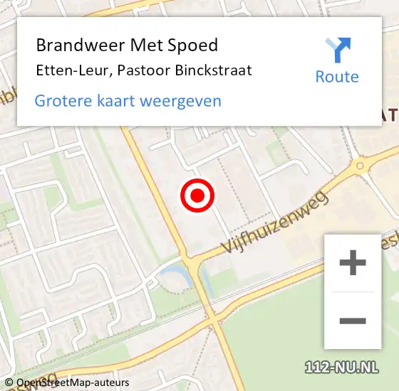 Locatie op kaart van de 112 melding: Brandweer Met Spoed Naar Etten-Leur, Pastoor Binckstraat op 16 februari 2023 17:25