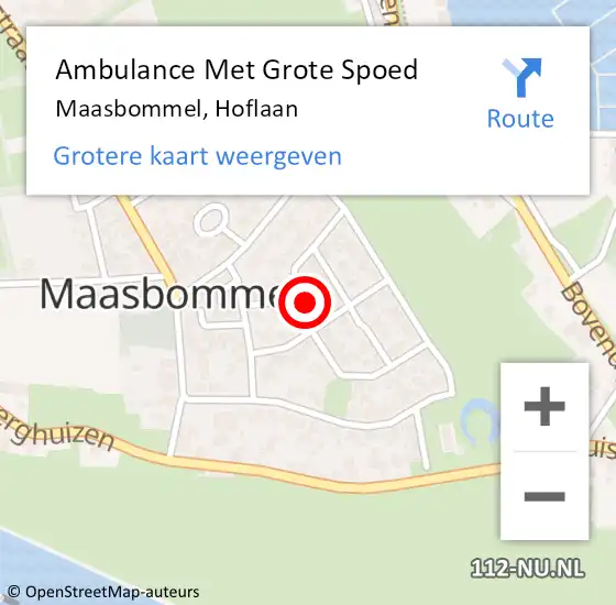 Locatie op kaart van de 112 melding: Ambulance Met Grote Spoed Naar Maasbommel, Hoflaan op 16 februari 2023 17:30