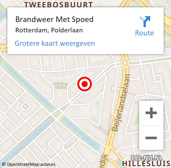 Locatie op kaart van de 112 melding: Brandweer Met Spoed Naar Rotterdam, Polderlaan op 16 februari 2023 17:43
