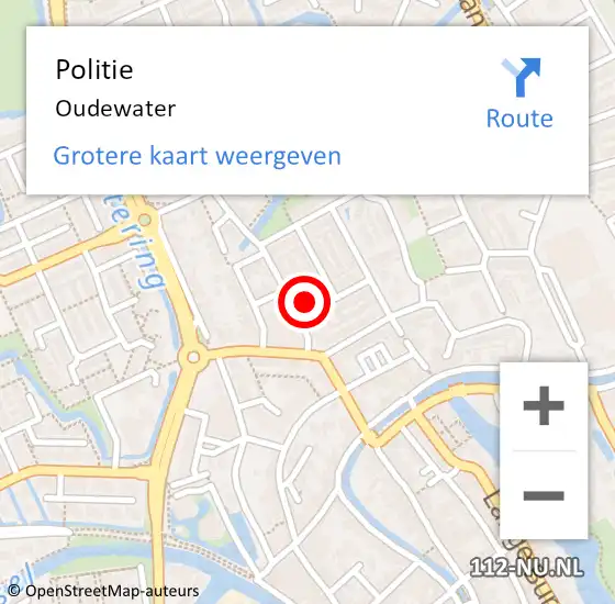 Locatie op kaart van de 112 melding: Politie Oudewater op 16 februari 2023 17:47