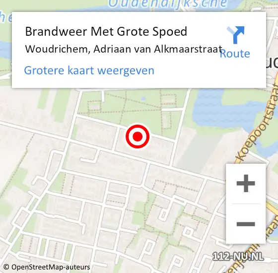 Locatie op kaart van de 112 melding: Brandweer Met Grote Spoed Naar Woudrichem, Adriaan van Alkmaarstraat op 16 februari 2023 18:01