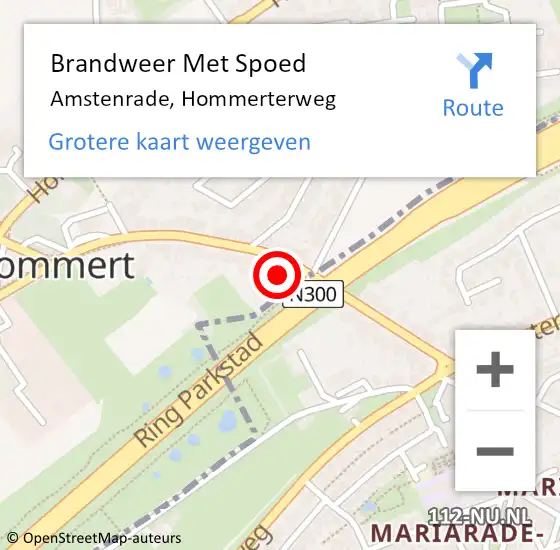 Locatie op kaart van de 112 melding: Brandweer Met Spoed Naar Amstenrade, Hommerterweg op 16 februari 2023 18:06