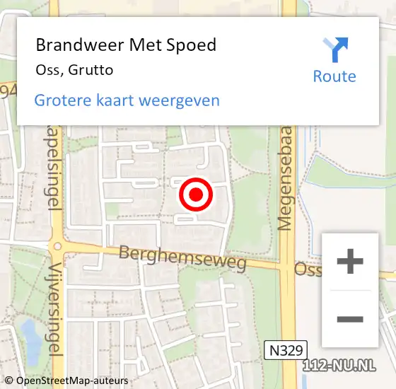 Locatie op kaart van de 112 melding: Brandweer Met Spoed Naar Oss, Grutto op 16 februari 2023 18:17