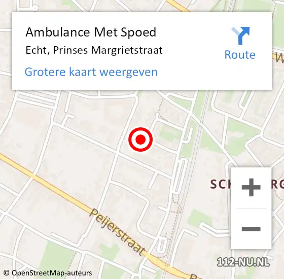 Locatie op kaart van de 112 melding: Ambulance Met Spoed Naar Echt, Prinses Margrietstraat op 16 februari 2023 18:20