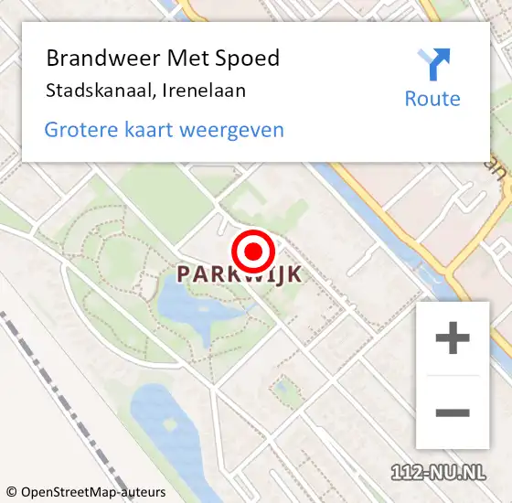 Locatie op kaart van de 112 melding: Brandweer Met Spoed Naar Stadskanaal, Irenelaan op 16 februari 2023 18:54