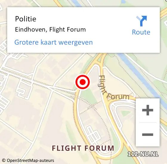 Locatie op kaart van de 112 melding: Politie Eindhoven, Flight Forum op 16 februari 2023 19:29