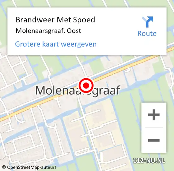 Locatie op kaart van de 112 melding: Brandweer Met Spoed Naar Molenaarsgraaf, Oost op 15 augustus 2014 20:21