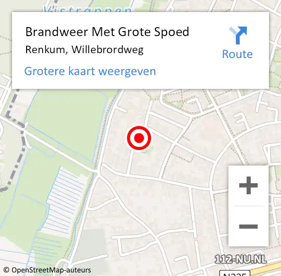 Locatie op kaart van de 112 melding: Brandweer Met Grote Spoed Naar Renkum, Willebrordweg op 16 februari 2023 19:49