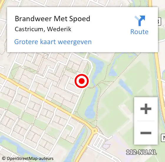 Locatie op kaart van de 112 melding: Brandweer Met Spoed Naar Castricum, Wederik op 16 februari 2023 19:51