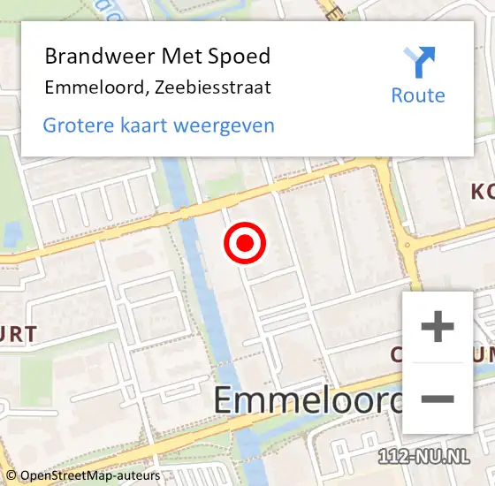 Locatie op kaart van de 112 melding: Brandweer Met Spoed Naar Emmeloord, Zeebiesstraat op 16 februari 2023 19:52