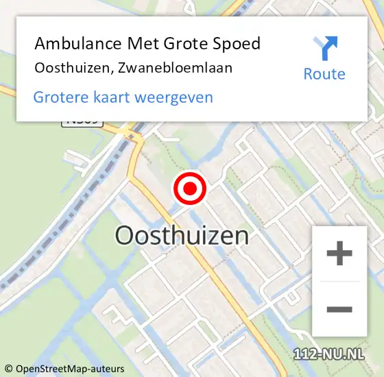 Locatie op kaart van de 112 melding: Ambulance Met Grote Spoed Naar Oosthuizen, Zwanebloemlaan op 15 augustus 2014 20:23