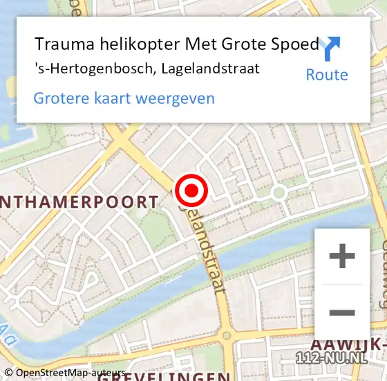 Locatie op kaart van de 112 melding: Trauma helikopter Met Grote Spoed Naar 's-Hertogenbosch, Lagelandstraat op 16 februari 2023 20:53