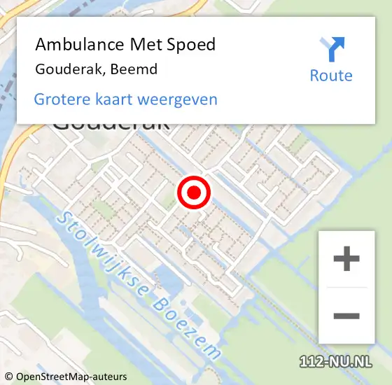 Locatie op kaart van de 112 melding: Ambulance Met Spoed Naar Gouderak, Beemd op 15 augustus 2014 20:35