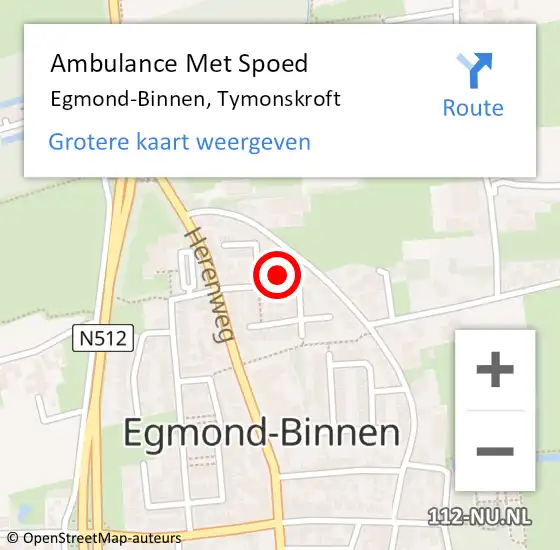 Locatie op kaart van de 112 melding: Ambulance Met Spoed Naar Egmond-Binnen, Tymonskroft op 15 augustus 2014 20:39