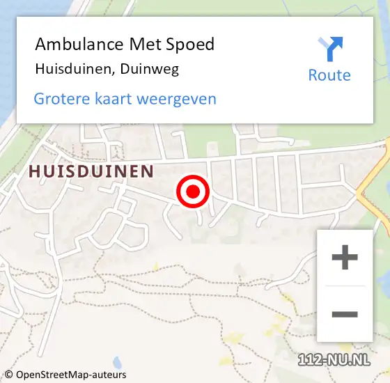 Locatie op kaart van de 112 melding: Ambulance Met Spoed Naar Huisduinen, Duinweg op 15 augustus 2014 20:41